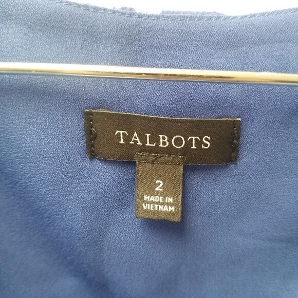 Talbots Blue Floral Etched Toile Smocked Fit and  Flare Dress 2 - Picture 4 of 10